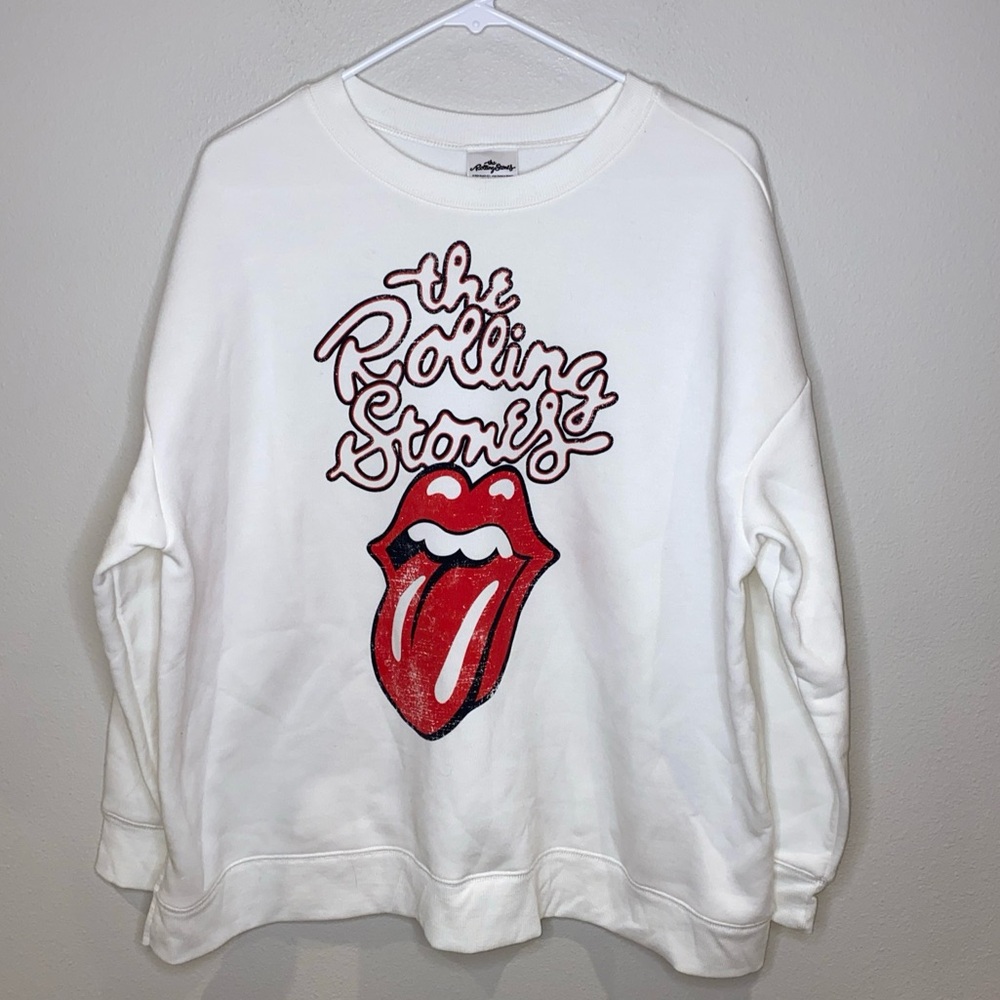The Rolling Stones Woman's
Sweatshirt Size 1X (16W-18W) White
Tongue Mouth‎